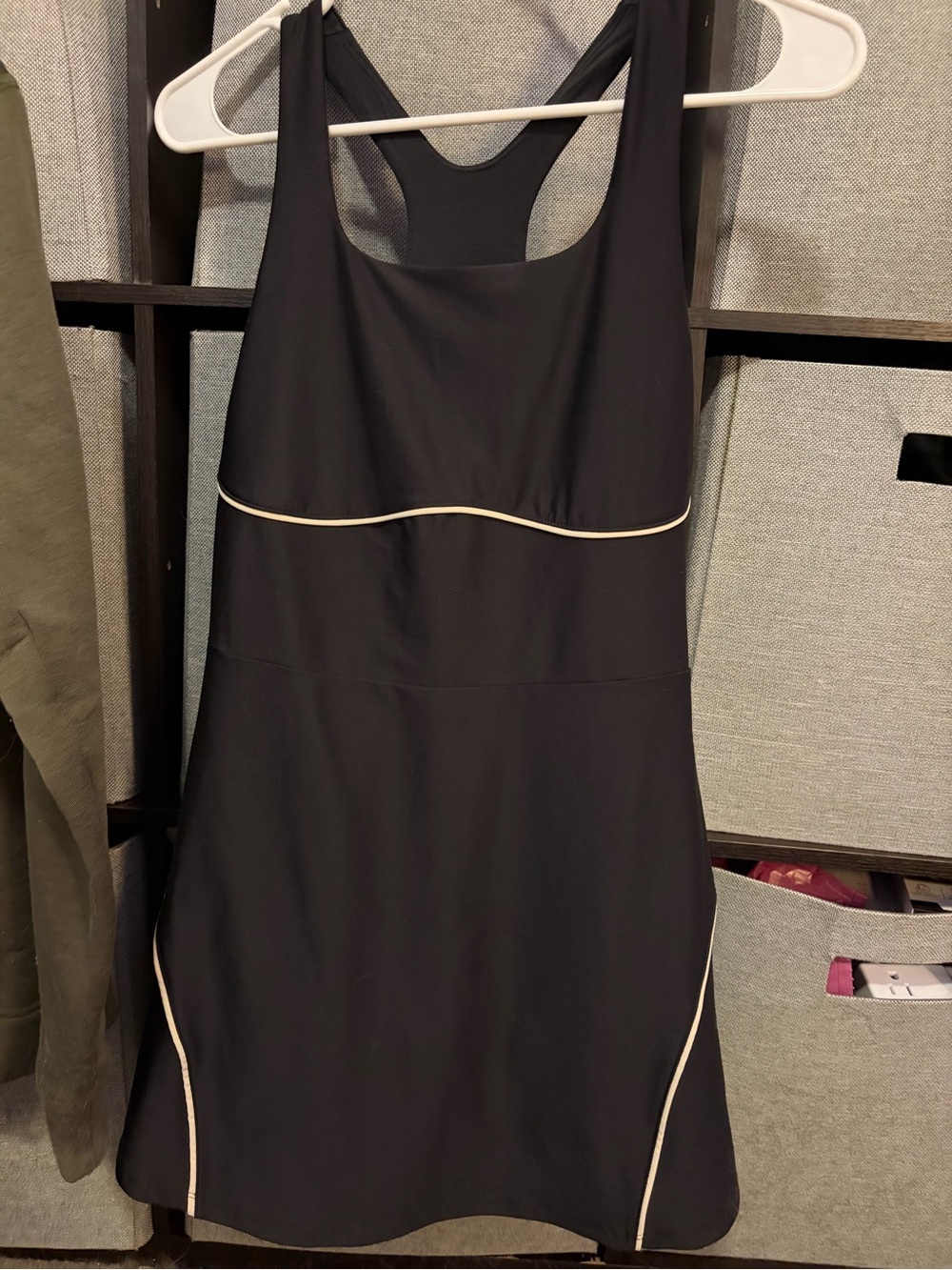Old Navy Black Mini Dress with Ivory Piping